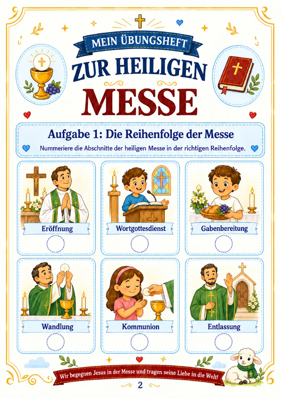 Seite aus dem Übungsheft zur Heiligen Messe – Bild 1