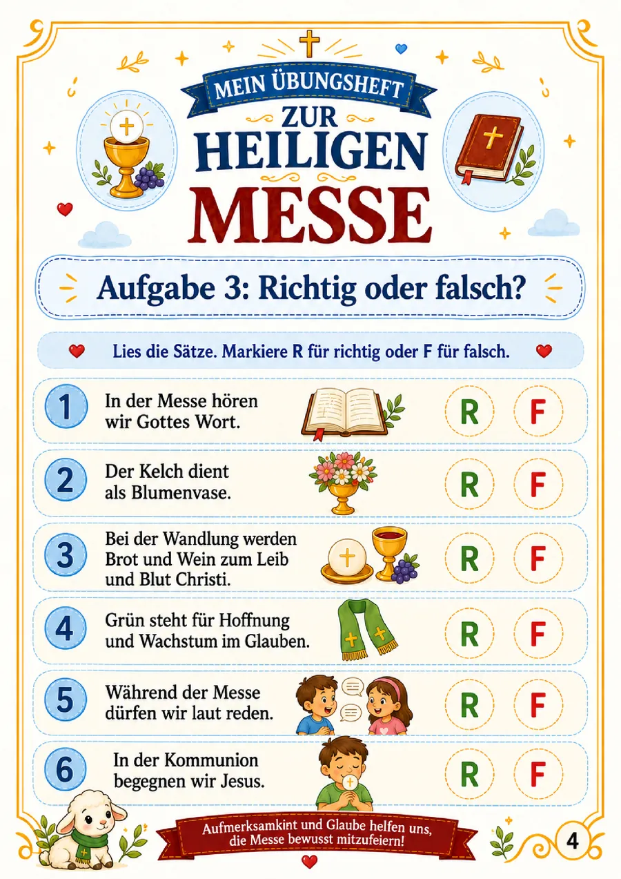 Seite aus dem Übungsheft zur Heiligen Messe – Bild 3