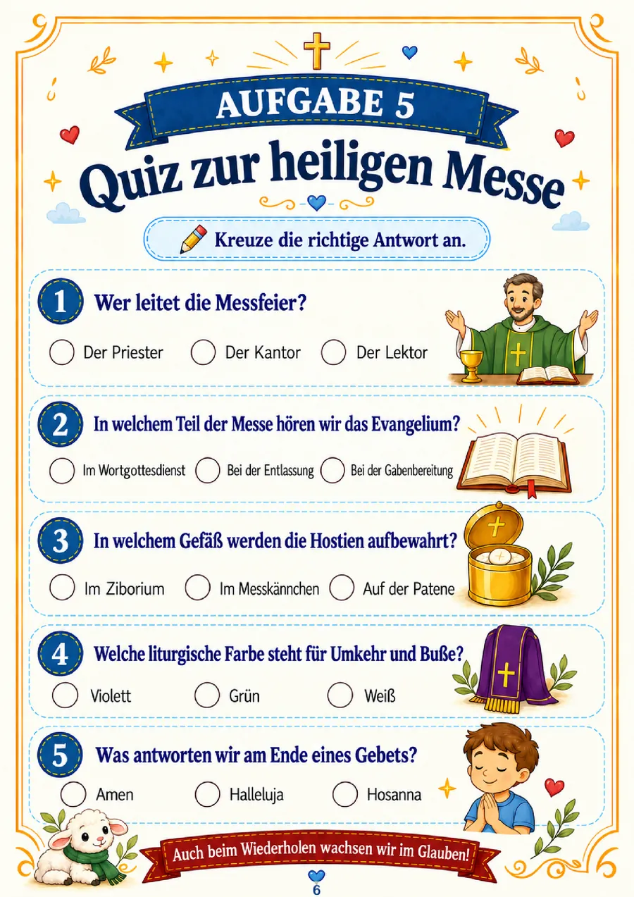 Seite aus dem Übungsheft zur Heiligen Messe – Bild 5
