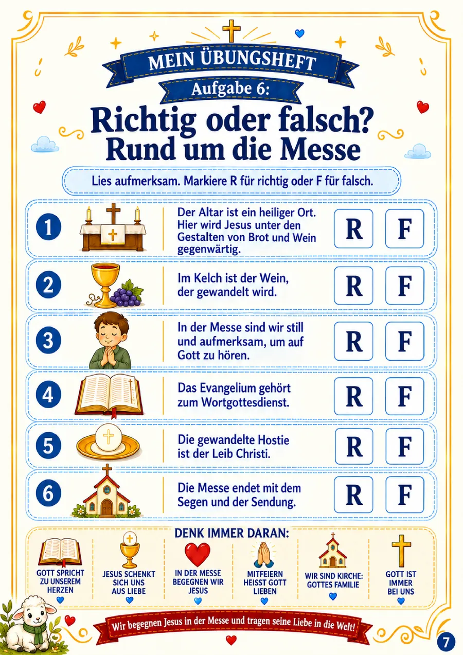 Seite aus dem Übungsheft zur Heiligen Messe – Bild 6